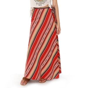 ROXY MELLOW MYSTIQUE RED WRAPAROUND MAXI SKIRT M/L